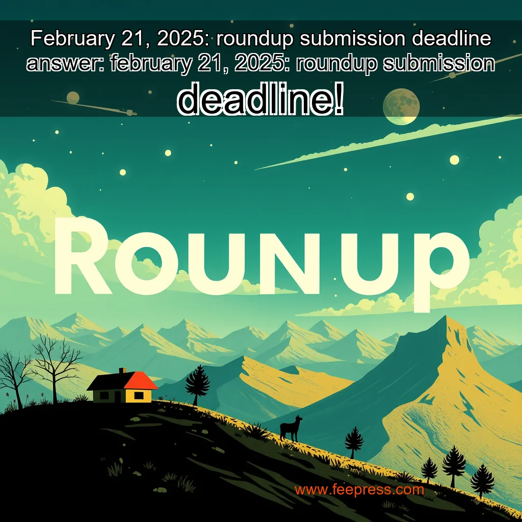 Read more about the article February 21, 2025: roundup submission deadline


 answer: february 21, 2025: roundup submission deadline!