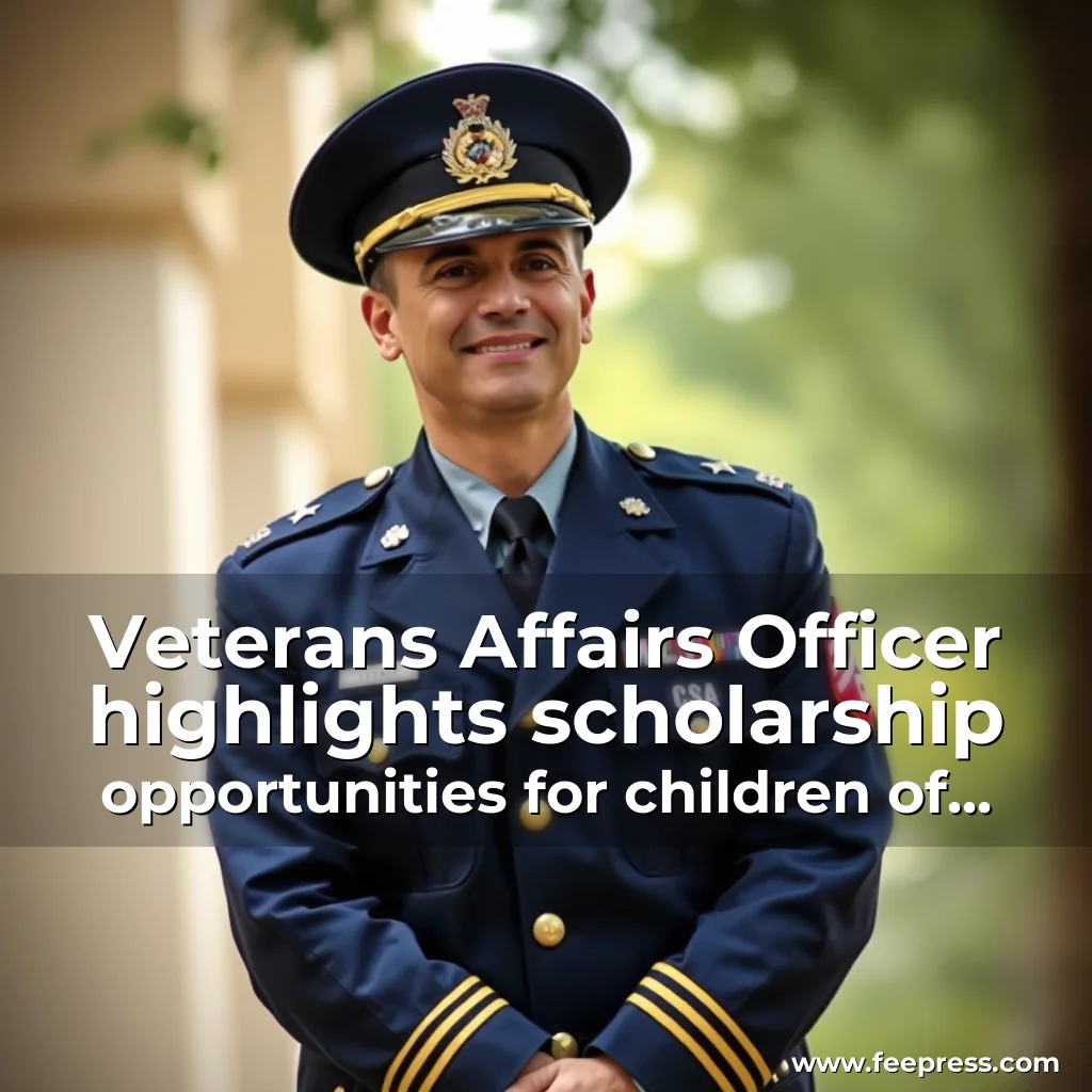 Artistic representation for Veterans Affairs Officer highlights scholarship opportunities for children of disabled veterans Military Academy applications