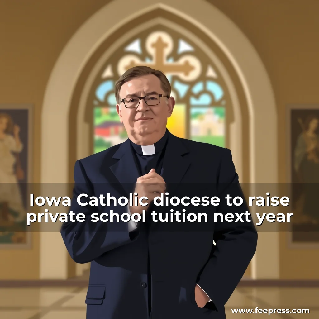 Artistic representation for Iowa Catholic diocese to raise private school tuition next year