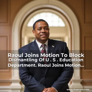 Artistic representation for Raoul Joins Motion To Block Dismantling Of U . S . Education Department. Raoul Joins Motion To Block Dismantling Of U.