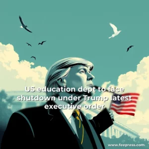 Artistic representation for US education dept to face shutdown under Trump latest executive order