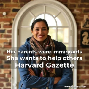 Artistic representation for Her parents were immigrants She wants to help others Harvard Gazette