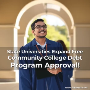 Artistic representation for State Universities Expand Free Community College Debt Program Approval!