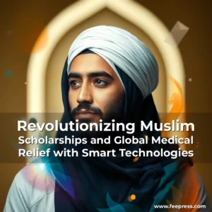 Artistic representation for Revolutionizing Muslim Scholarships and Global Medical Relief with Smart Technologies